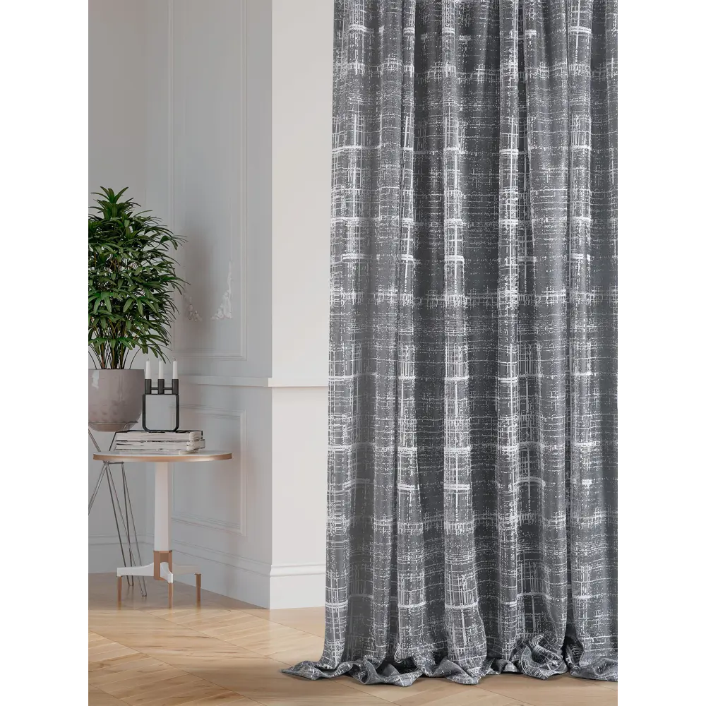 Фото 3 Тюль на шторной ленте At Home Либертас-03 150x270 см цвет серый, черный Фото 3 Тюль на шторной ленте At Home Либертас-03 150x270 см цвет серый, черный