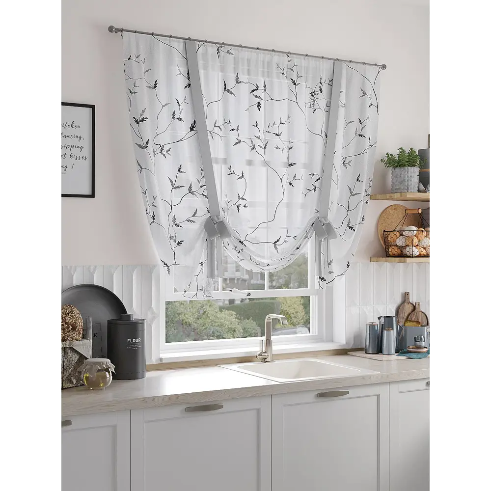 Фото Тюль на шторной ленте At Home Риликонс 150x150 см цвет белый Фото Тюль на шторной ленте At Home Риликонс 150x150 см цвет белый