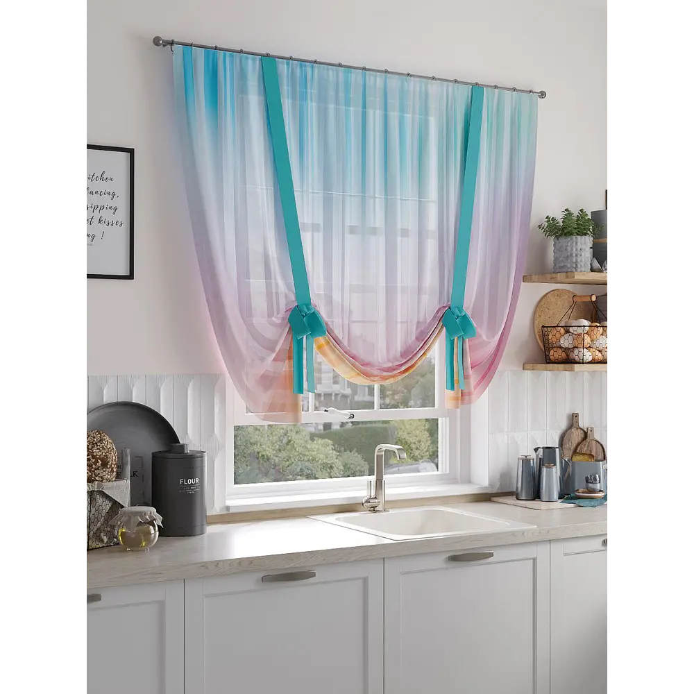 Фото Тюль на шторной ленте At Home Риктанвис 150x150 см цвет розовый Фото Тюль на шторной ленте At Home Риктанвис 150x150 см цвет розовый