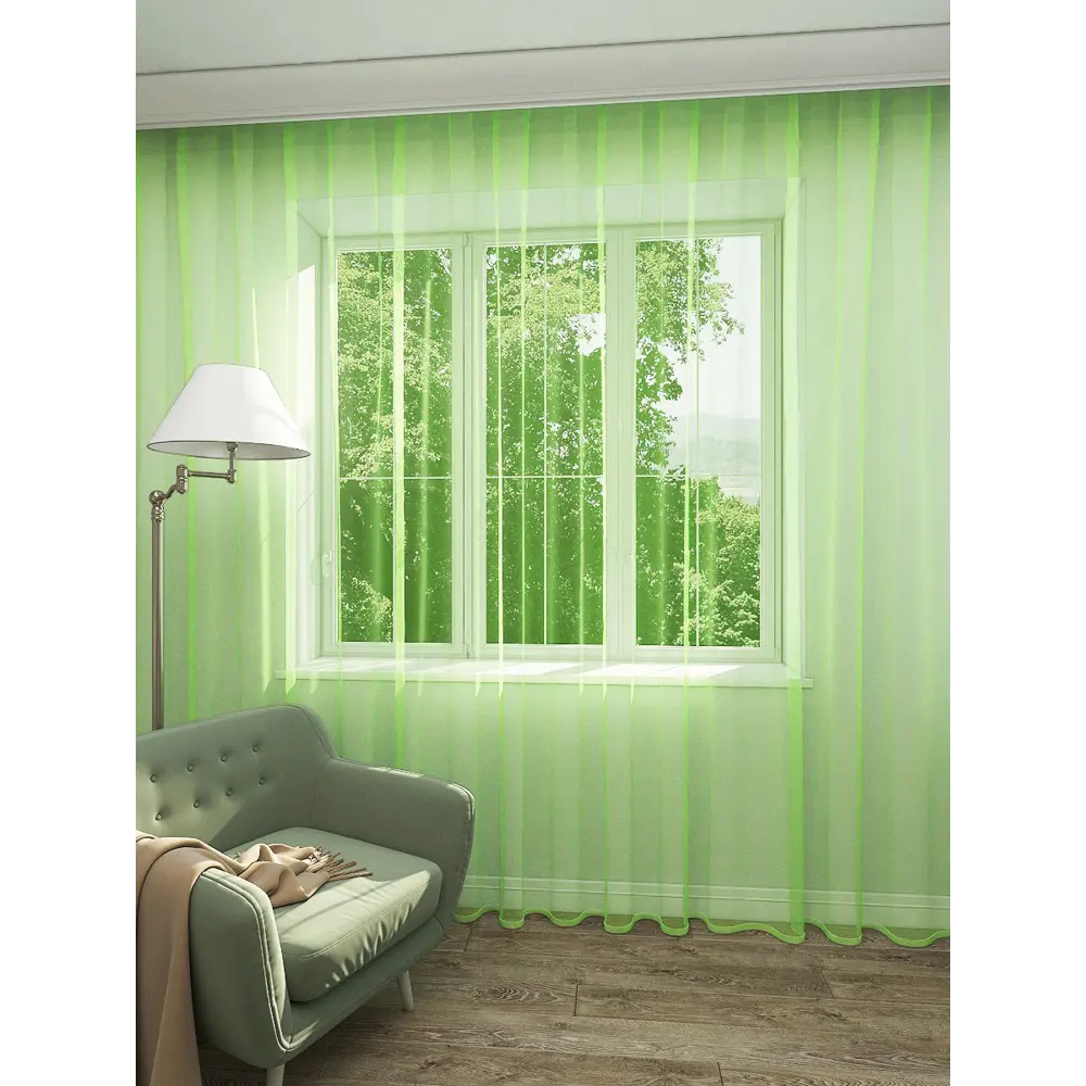 Фото Тюль на шторной ленте Inva Вуаль 300x260 см цвет светло-зеленый Фото Тюль на шторной ленте Inva Вуаль 300x260 см цвет светло-зеленый
