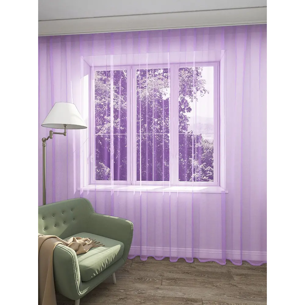 Фото Тюль на шторной ленте Inva Вуаль 600x240 см цвет сиреневый Фото Тюль на шторной ленте Inva Вуаль 600x240 см цвет сиреневый