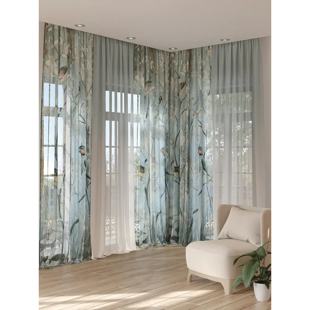 Фото 3 Тюль на шторной ленте At Home Кертенс 150x260 см цвет синий, голубой Фото 3 Тюль на шторной ленте At Home Кертенс 150x260 см цвет синий, голубой