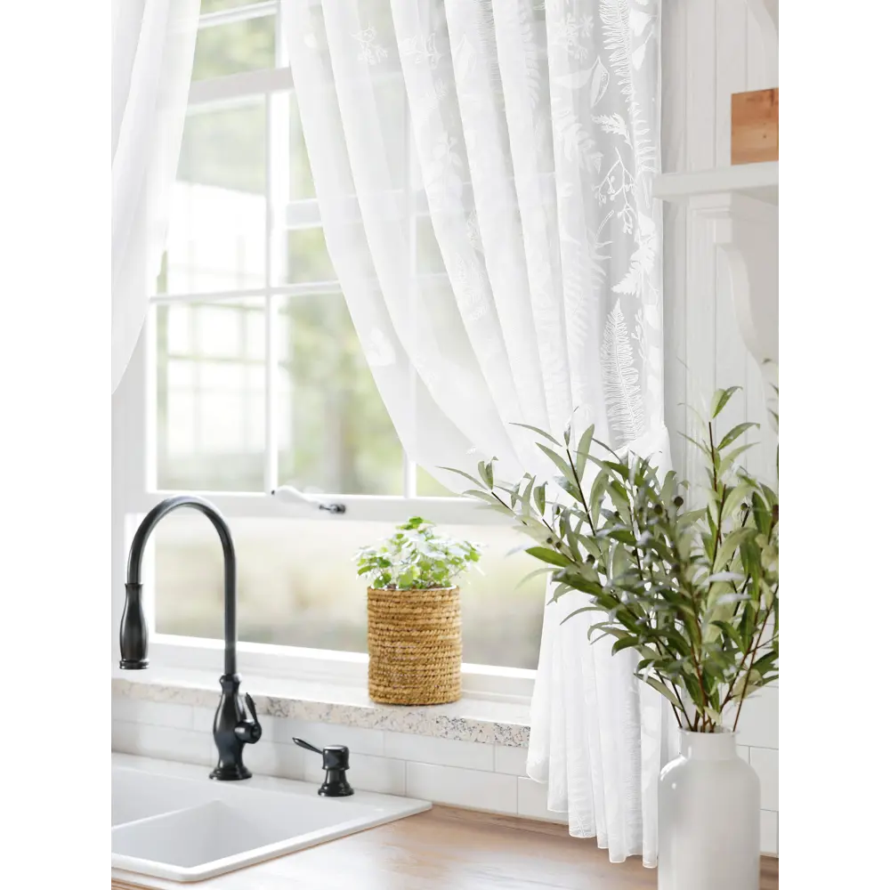 Фото 2 Тюль для кухни на шторной ленте At Home Мулита-01 145x170 см цвет белый