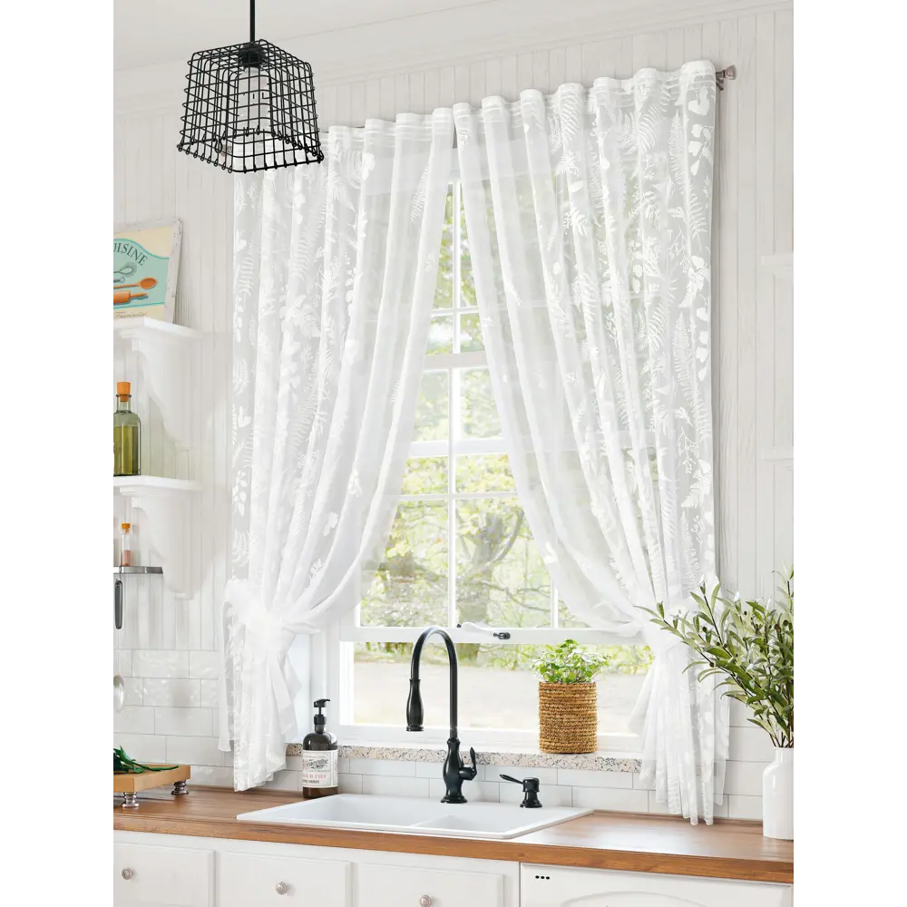 Фото 6 Тюль для кухни на шторной ленте At Home Мулита-01 145x170 см цвет белый