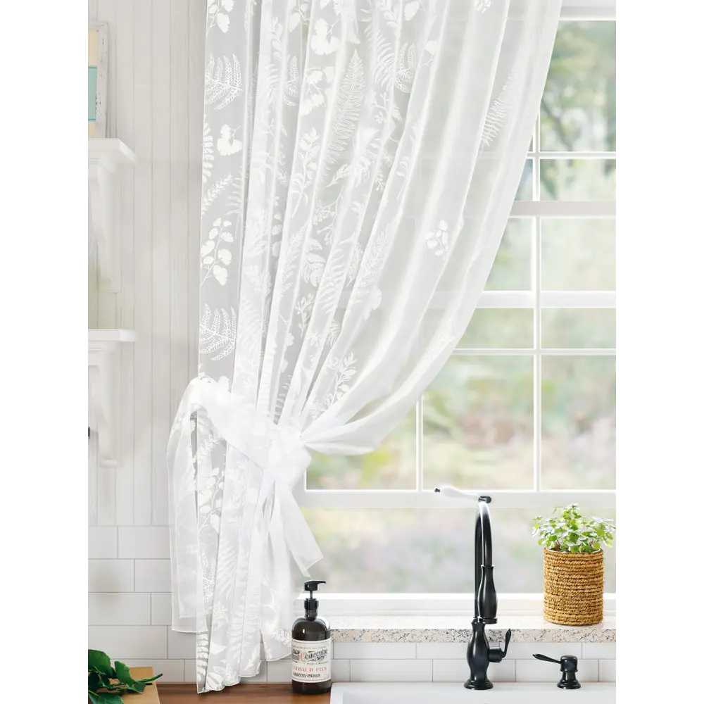 Фото 5 Тюль для кухни на шторной ленте At Home Мулита-01 145x170 см цвет белый