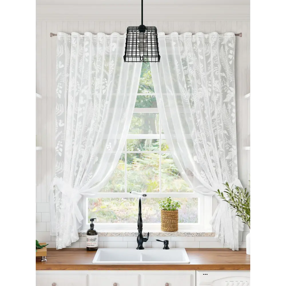 Фото 4 Тюль для кухни на шторной ленте At Home Мулита-01 145x170 см цвет белый