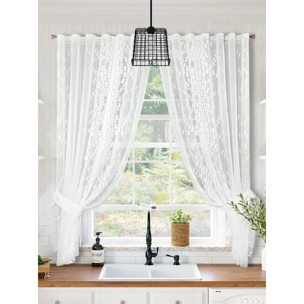 Фото 4 Тюль для кухни на шторной ленте At Home Мулита-02 145x170 см цвет белый