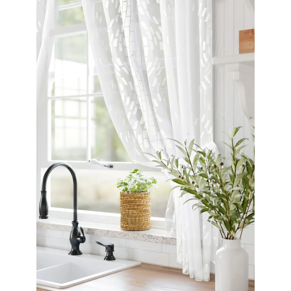 Фото 2 Тюль для кухни на шторной ленте At Home Мулита-02 145x170 см цвет белый
