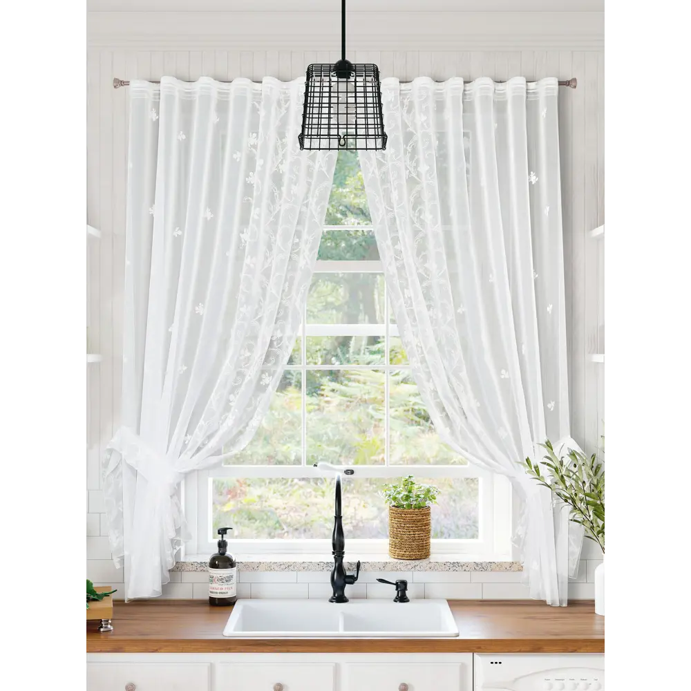 Фото 5 Тюль для кухни на шторной ленте At Home Мулита-03 145x170 см цвет белый