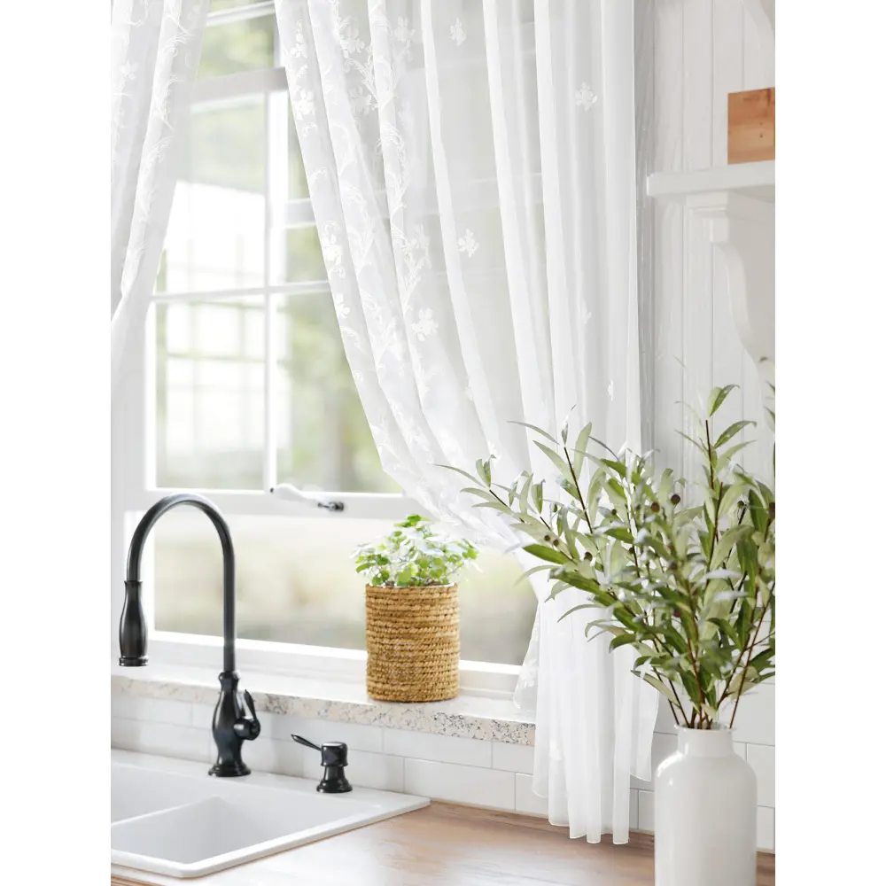 Фото 2 Тюль для кухни на шторной ленте At Home Мулита-03 145x170 см цвет белый