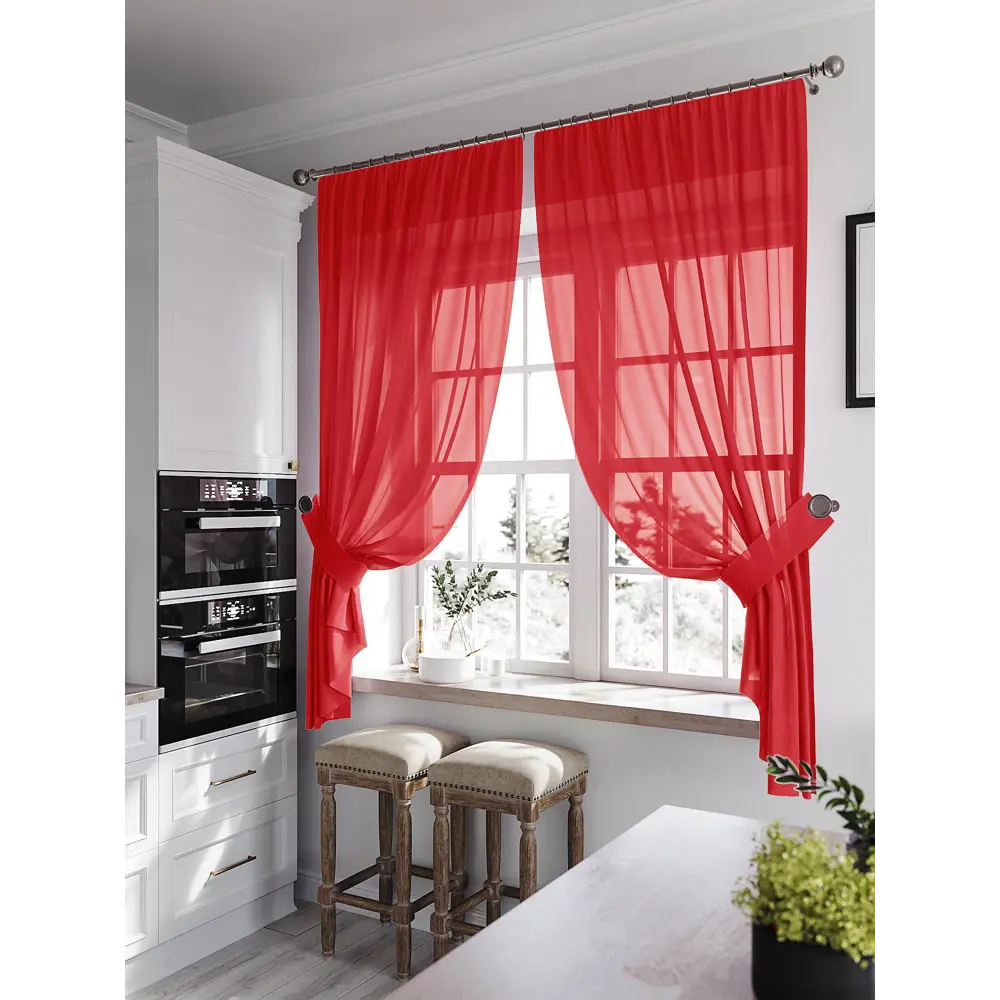 Фото 2 Тюль на шторной ленте At Home Рилка-К 150x170 см цвет красный Фото 2 Тюль на шторной ленте At Home Рилка-К 150x170 см цвет красный