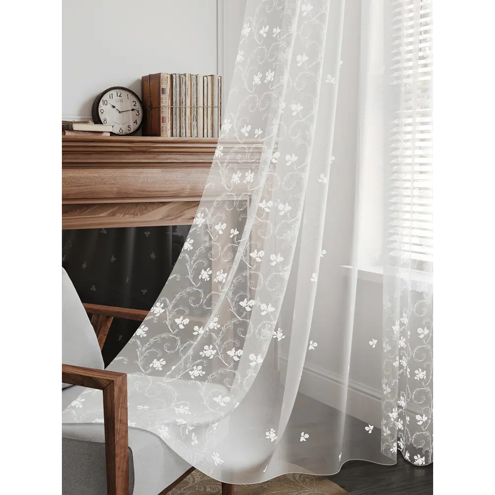 Фото 11 Тюль на шторной ленте At Home Лорелис-06 300x230 см цвет белый