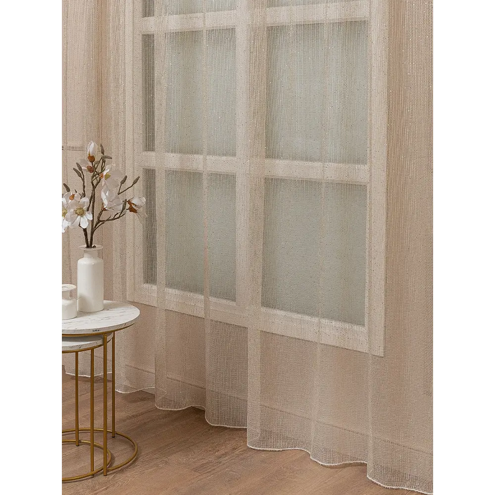 Фото 3 Тюль на шторной ленте Amore Mio Сетка Premium 300x270 см цвет шампань