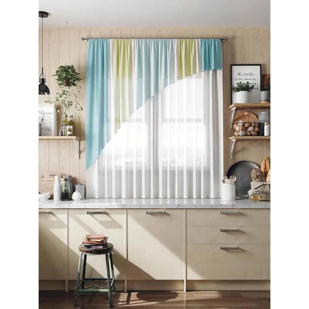 Фото 3 Тюль для кухни на шторной ленте AT Home Салвиди 280x160 см цвет разноцветный Фото 3 Тюль для кухни на шторной ленте AT Home Салвиди 280x160 см цвет разноцветный