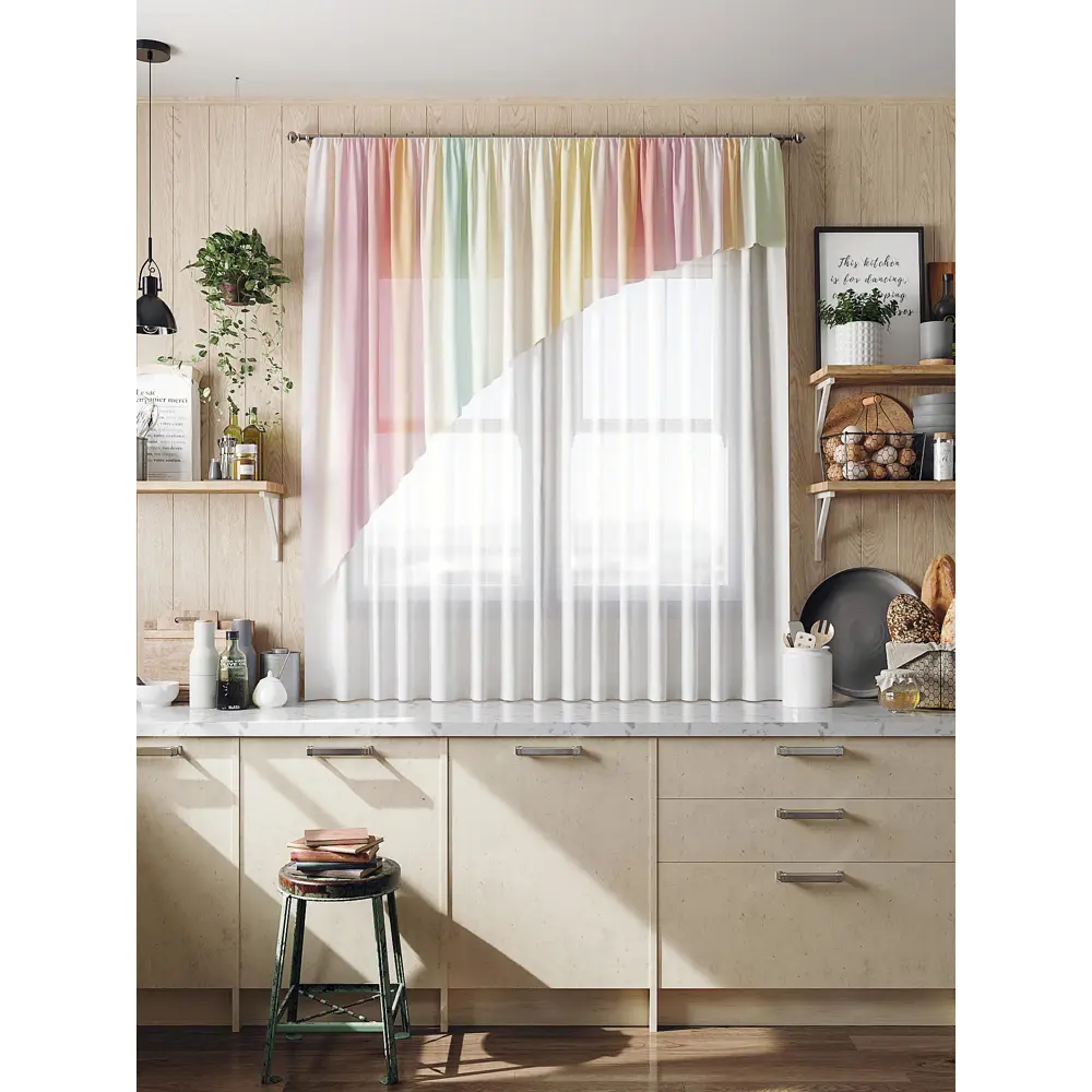 Фото 3 Тюль для кухни на шторной ленте AT Home Фронто 280x160 см цвет разноцветный Фото 3 Тюль для кухни на шторной ленте AT Home Фронто 280x160 см цвет разноцветный