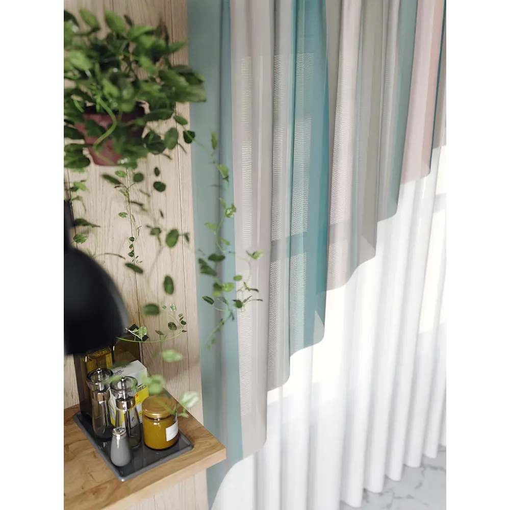 Фото 2 Тюль для кухни на шторной ленте AT Home Науми 280x160 см цвет разноцветный Фото 2 Тюль для кухни на шторной ленте AT Home Науми 280x160 см цвет разноцветный