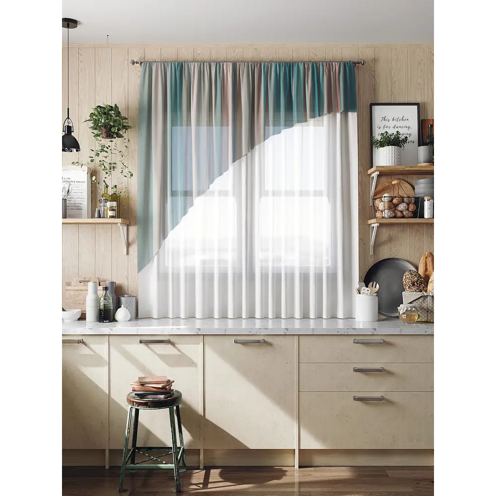 Фото 3 Тюль для кухни на шторной ленте AT Home Науми 280x160 см цвет разноцветный Фото 3 Тюль для кухни на шторной ленте AT Home Науми 280x160 см цвет разноцветный