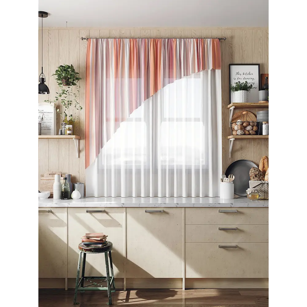 Фото 3 Тюль для кухни на шторной ленте AT Home Нуоки 280x160 см цвет разноцветный Фото 3 Тюль для кухни на шторной ленте AT Home Нуоки 280x160 см цвет разноцветный