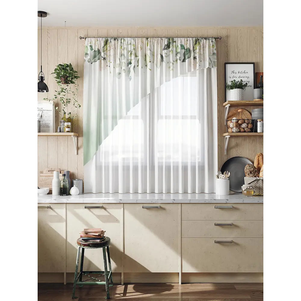 Фото 3 Тюль для кухни на шторной ленте AT Home Аяни 280x160 см цвет разноцветный Фото 3 Тюль для кухни на шторной ленте AT Home Аяни 280x160 см цвет разноцветный