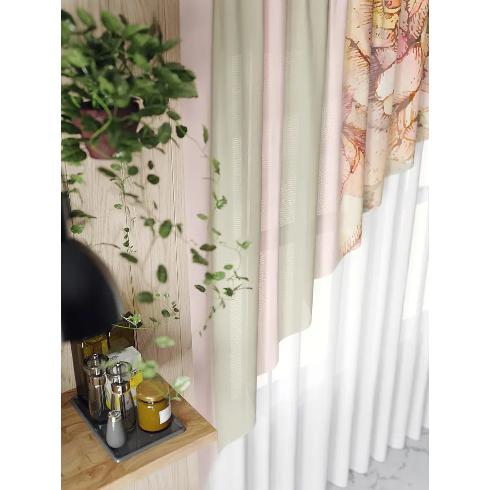 Фото 2 Тюль для кухни на шторной ленте AT Home Фрозиа 280x160 см цвет разноцветный Фото 2 Тюль для кухни на шторной ленте AT Home Фрозиа 280x160 см цвет разноцветный