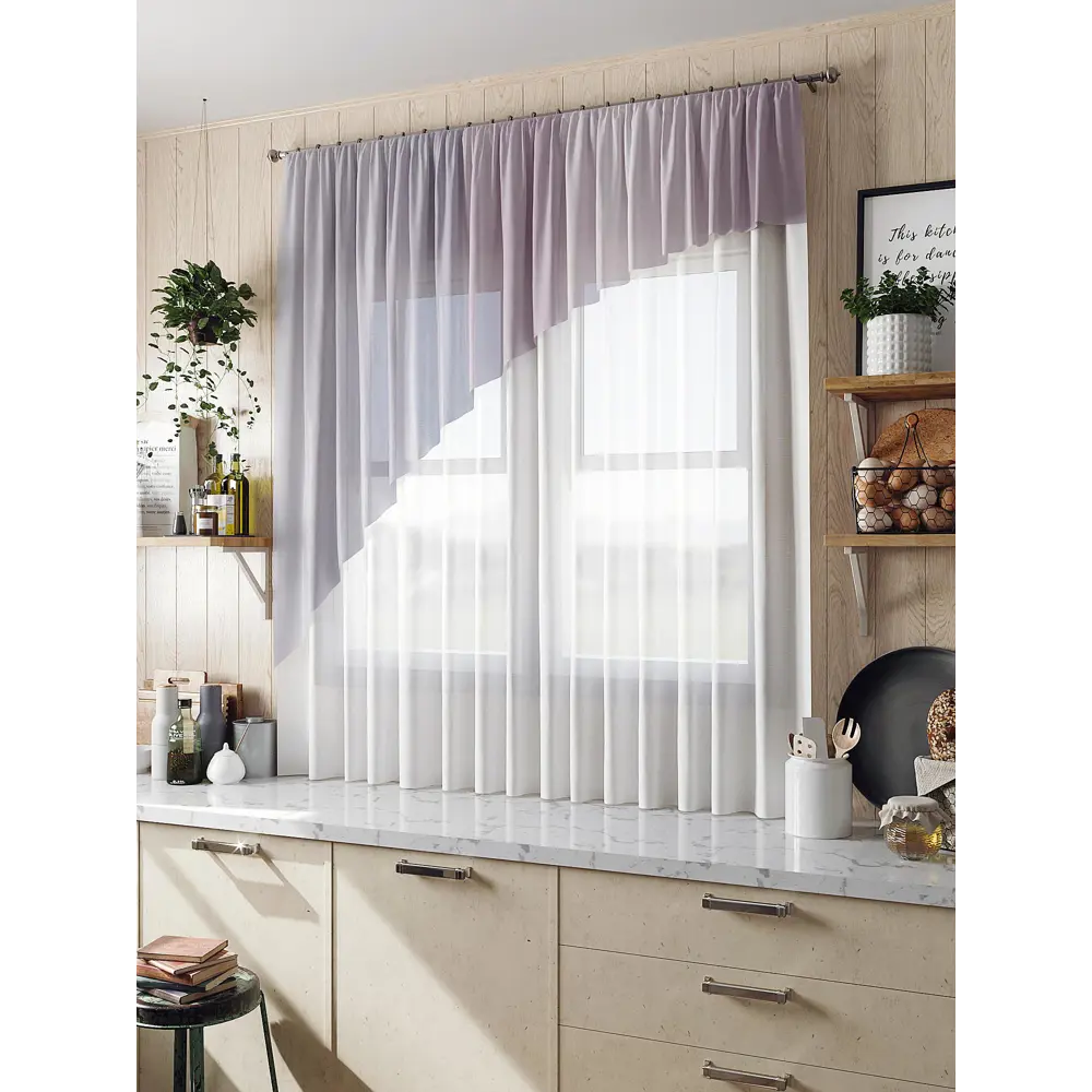 Фото Тюль для кухни на шторной ленте AT Home Куртий 280x160 см цвет разноцветный Фото Тюль для кухни на шторной ленте AT Home Куртий 280x160 см цвет разноцветный