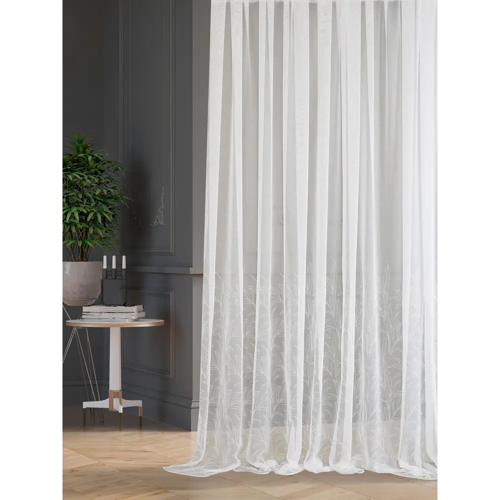 Фото 3 Тюль на шторной ленте At Home Алим-7 300x250 см цвет белый Фото 3 Тюль на шторной ленте At Home Алим-7 300x250 см цвет белый