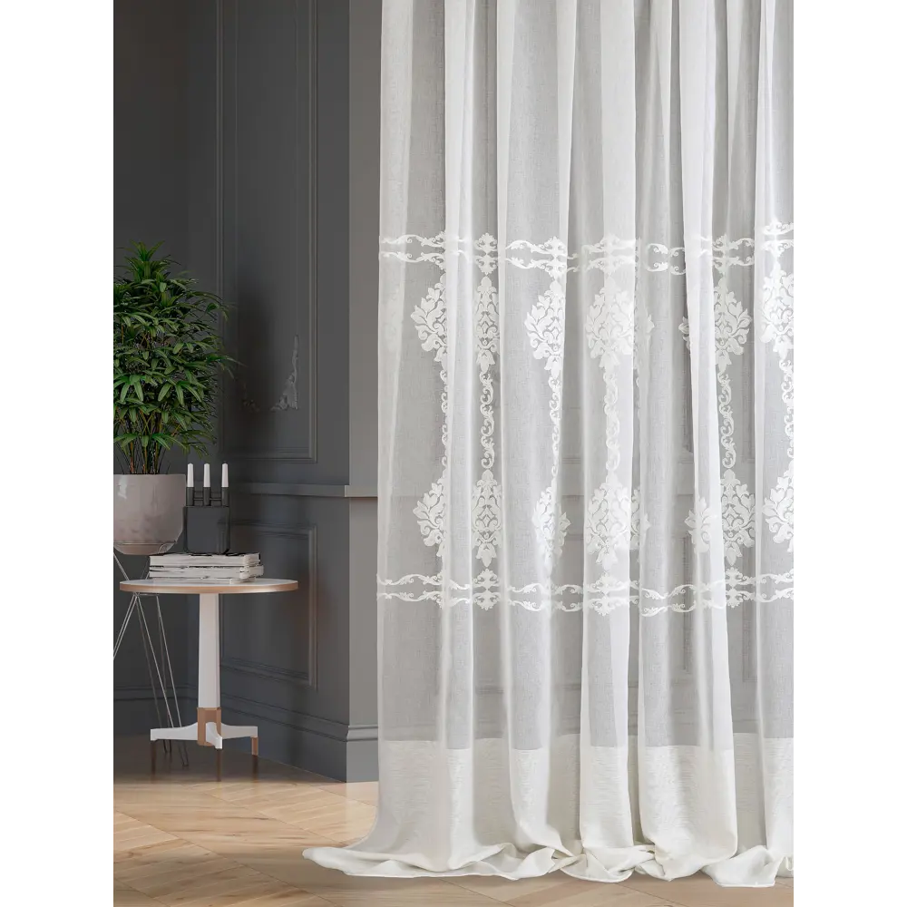 Фото 3 Тюль на шторной ленте At Home Алим-15 300x270 см цвет белый Фото 3 Тюль на шторной ленте At Home Алим-15 300x270 см цвет белый