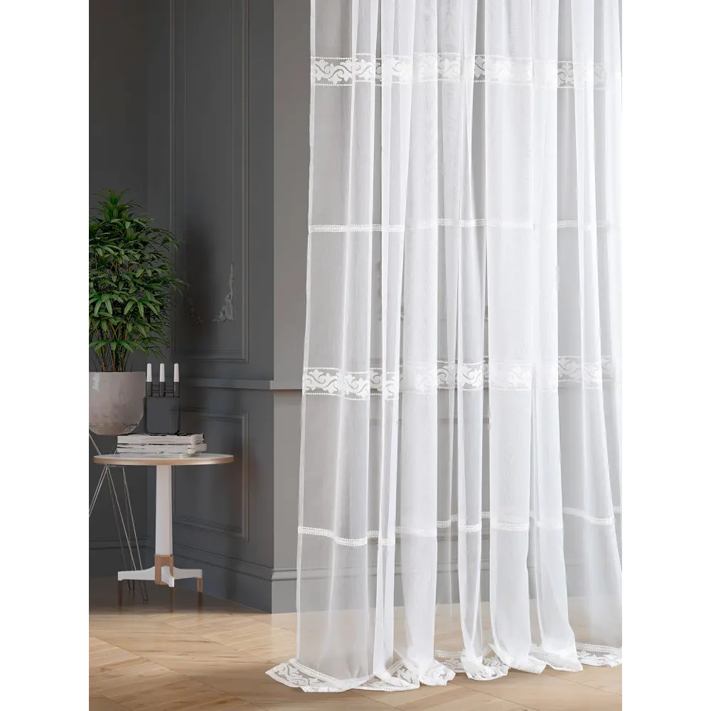 Фото 3 Тюль на шторной ленте At Home Либертас 150x280 см цвет белый Фото 3 Тюль на шторной ленте At Home Либертас 150x280 см цвет белый