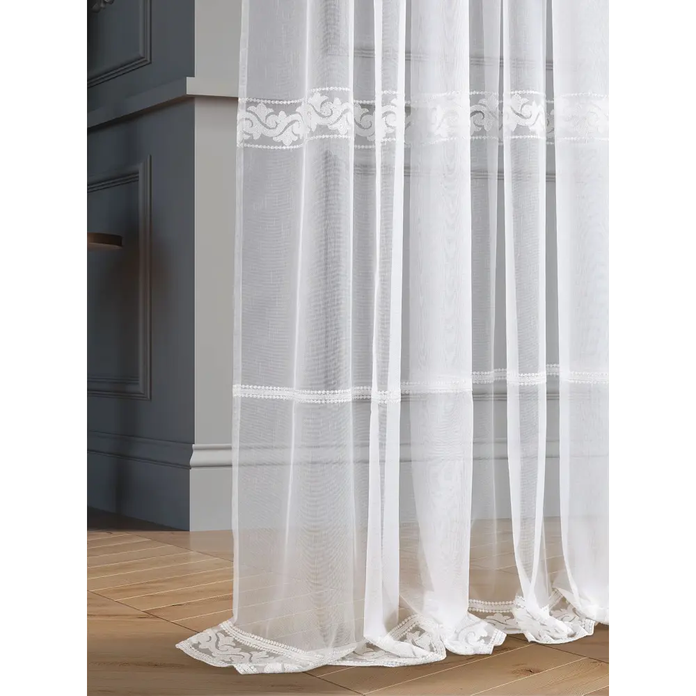 Фото 2 Тюль на шторной ленте At Home Либертас 150x280 см цвет белый Фото 2 Тюль на шторной ленте At Home Либертас 150x280 см цвет белый