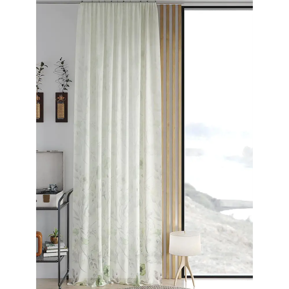 Фото Тюль на шторной ленте At Home Неринсен 150x260 см цвет зеленый Фото Тюль на шторной ленте At Home Неринсен 150x260 см цвет зеленый
