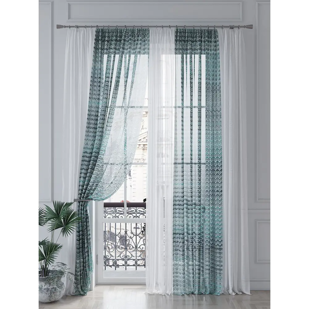 Фото 4 Тюль на шторной ленте At Home Ребирнес 150x260 см цвет серый, черный Фото 4 Тюль на шторной ленте At Home Ребирнес 150x260 см цвет серый, черный
