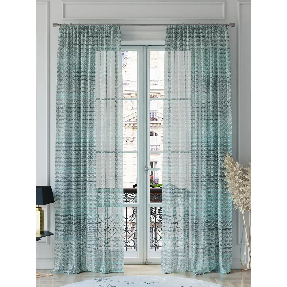 Фото 2 Тюль на шторной ленте At Home Ребирнес 150x260 см цвет серый, черный Фото 2 Тюль на шторной ленте At Home Ребирнес 150x260 см цвет серый, черный