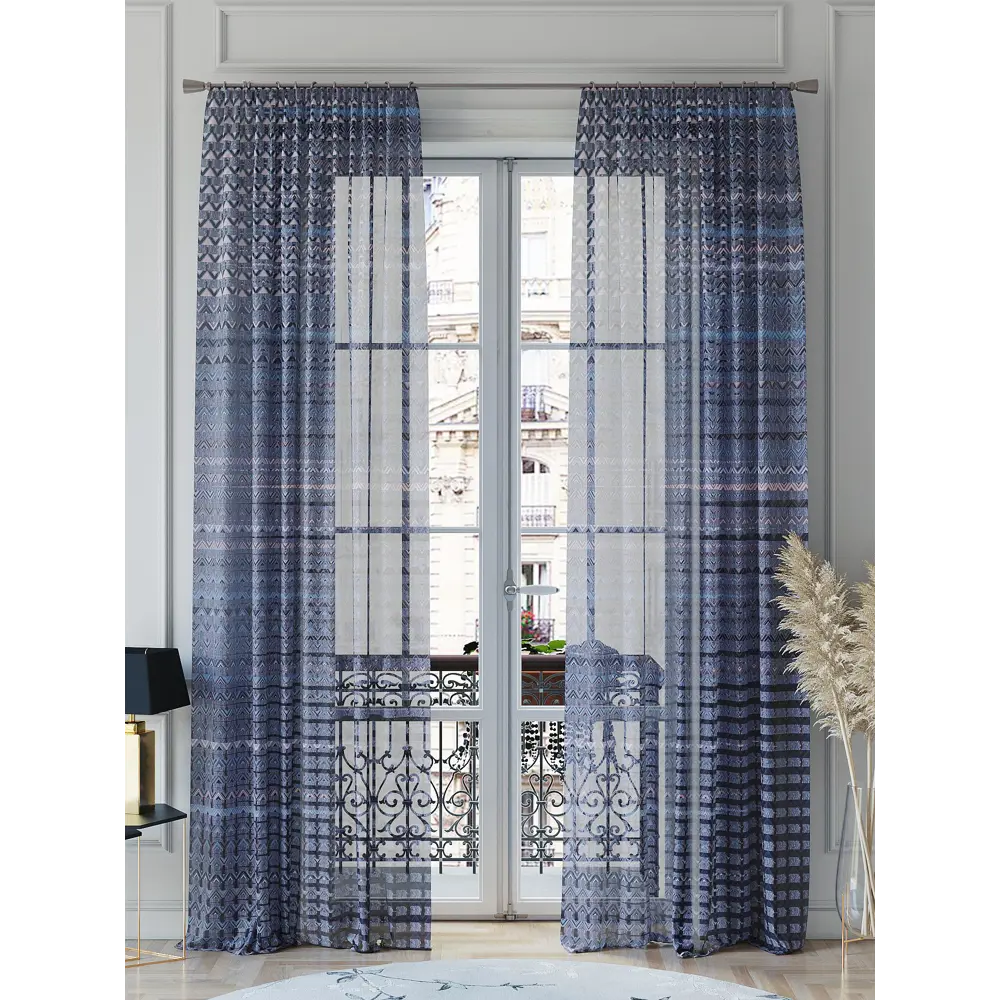 Фото 2 Тюль на шторной ленте At Home Фименсис 150x260 см цвет синий, голубой Фото 2 Тюль на шторной ленте At Home Фименсис 150x260 см цвет синий, голубой