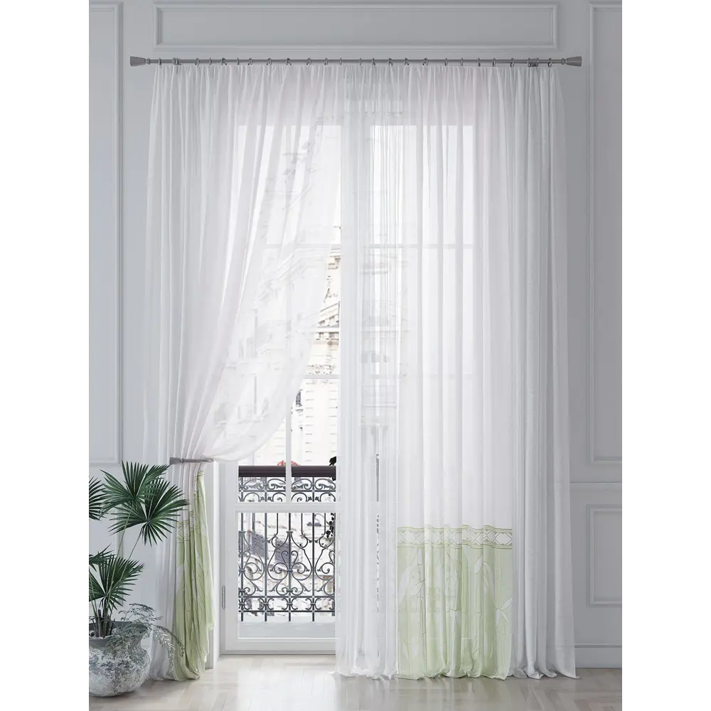 Фото 4 Тюль на шторной ленте At Home Регонрис 150x260 см цвет белый Фото 4 Тюль на шторной ленте At Home Регонрис 150x260 см цвет белый