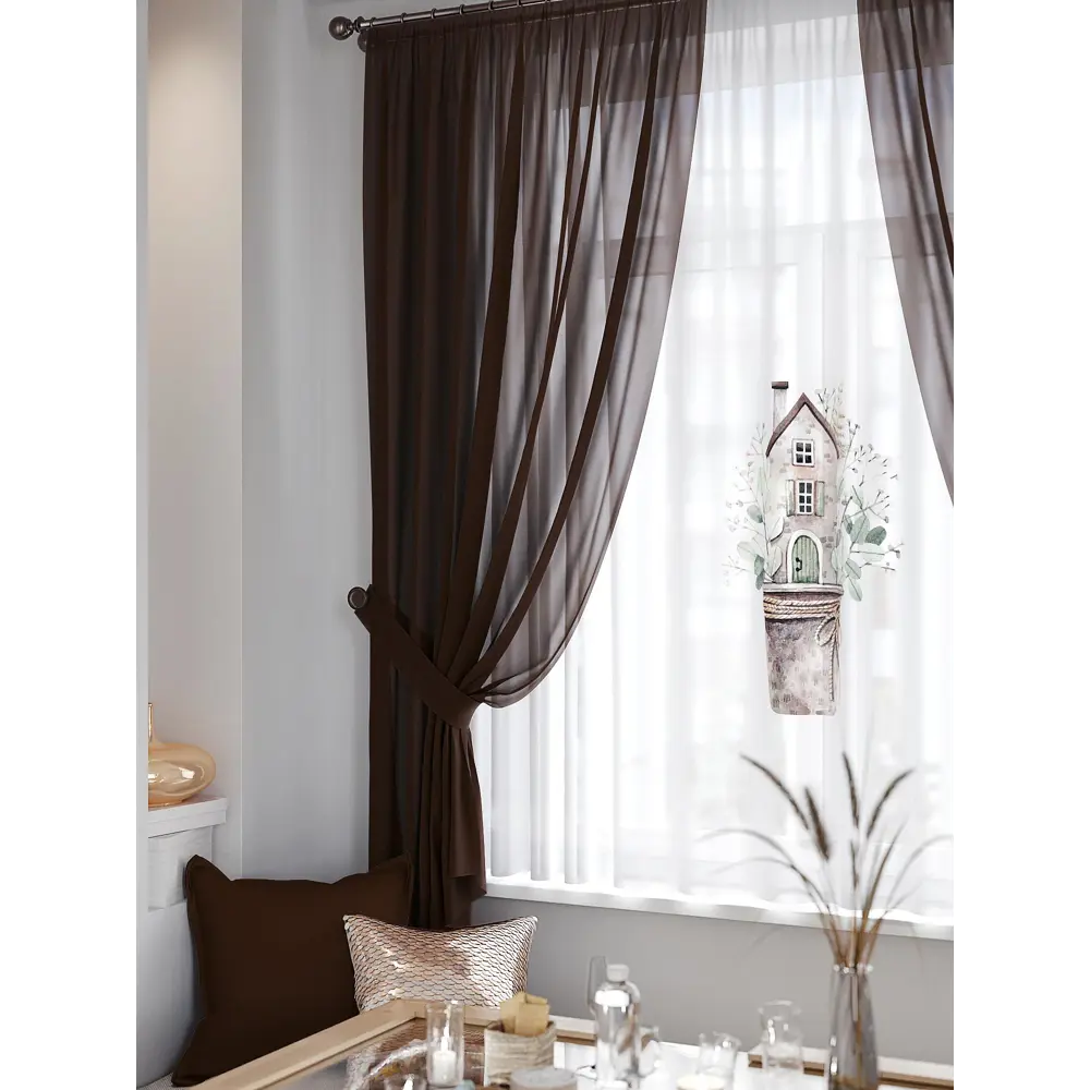 Фото 2 Тюль на шторной ленте At Home Санемир 300x150 см цвет коричневый Фото 2 Тюль на шторной ленте At Home Санемир 300x150 см цвет коричневый