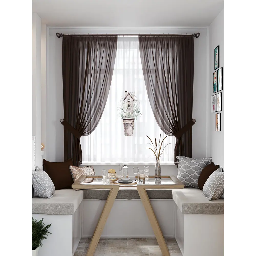 Фото Тюль на шторной ленте At Home Санемир 300x150 см цвет коричневый Фото Тюль на шторной ленте At Home Санемир 300x150 см цвет коричневый