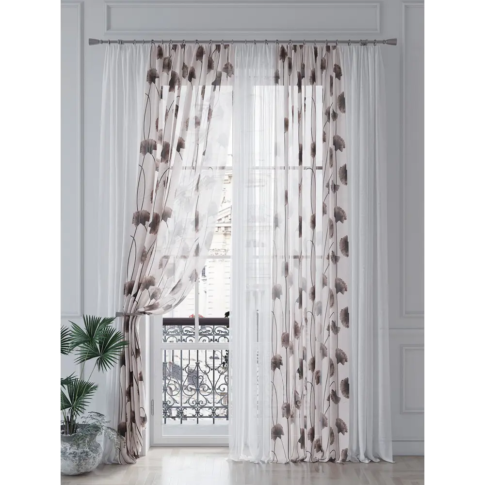 Фото 4 Тюль на шторной ленте At Home Перлиренс 150x260 см цвет серый, черный Фото 4 Тюль на шторной ленте At Home Перлиренс 150x260 см цвет серый, черный