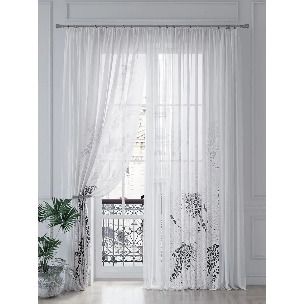 Фото 4 Тюль на шторной ленте At Home Леоменир 150x260 см цвет белый