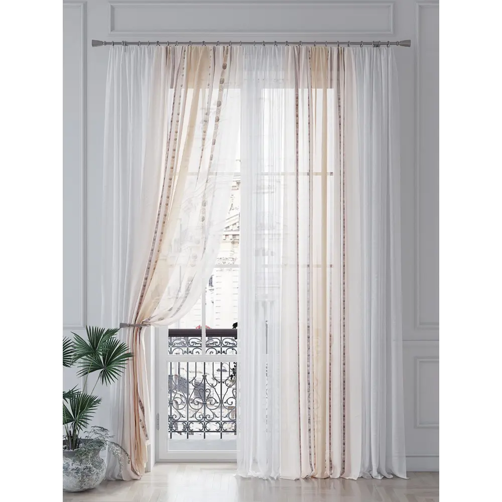 Фото 4 Тюль на шторной ленте At Home Леркмерс 150x260 см цвет белый