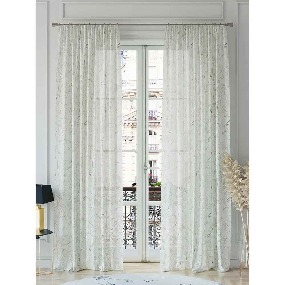 Фото 2 Тюль на шторной ленте At Home Минривелс 150x260 см цвет серый, черный Фото 2 Тюль на шторной ленте At Home Минривелс 150x260 см цвет серый, черный