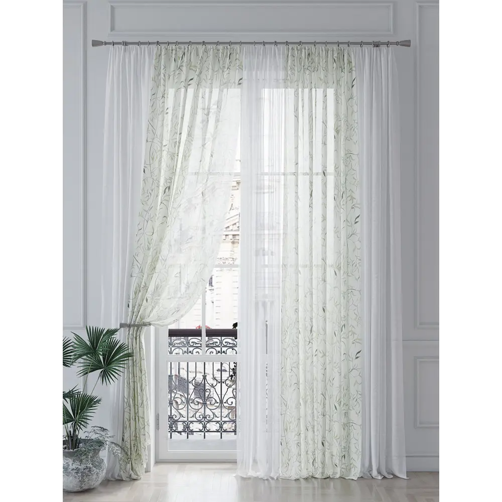Фото 4 Тюль на шторной ленте At Home Минривелс 150x260 см цвет серый, черный Фото 4 Тюль на шторной ленте At Home Минривелс 150x260 см цвет серый, черный