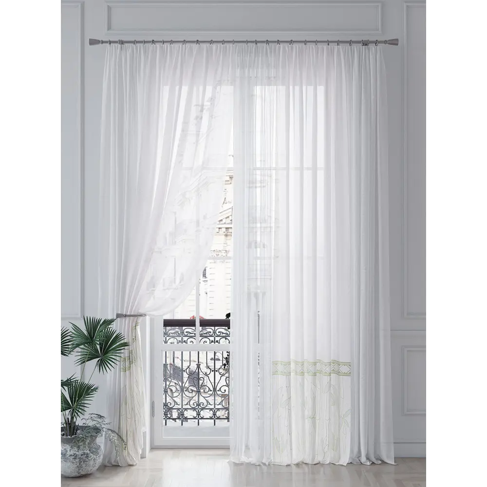 Фото 4 Тюль на шторной ленте At Home Лоригнерс 150x260 см цвет белый