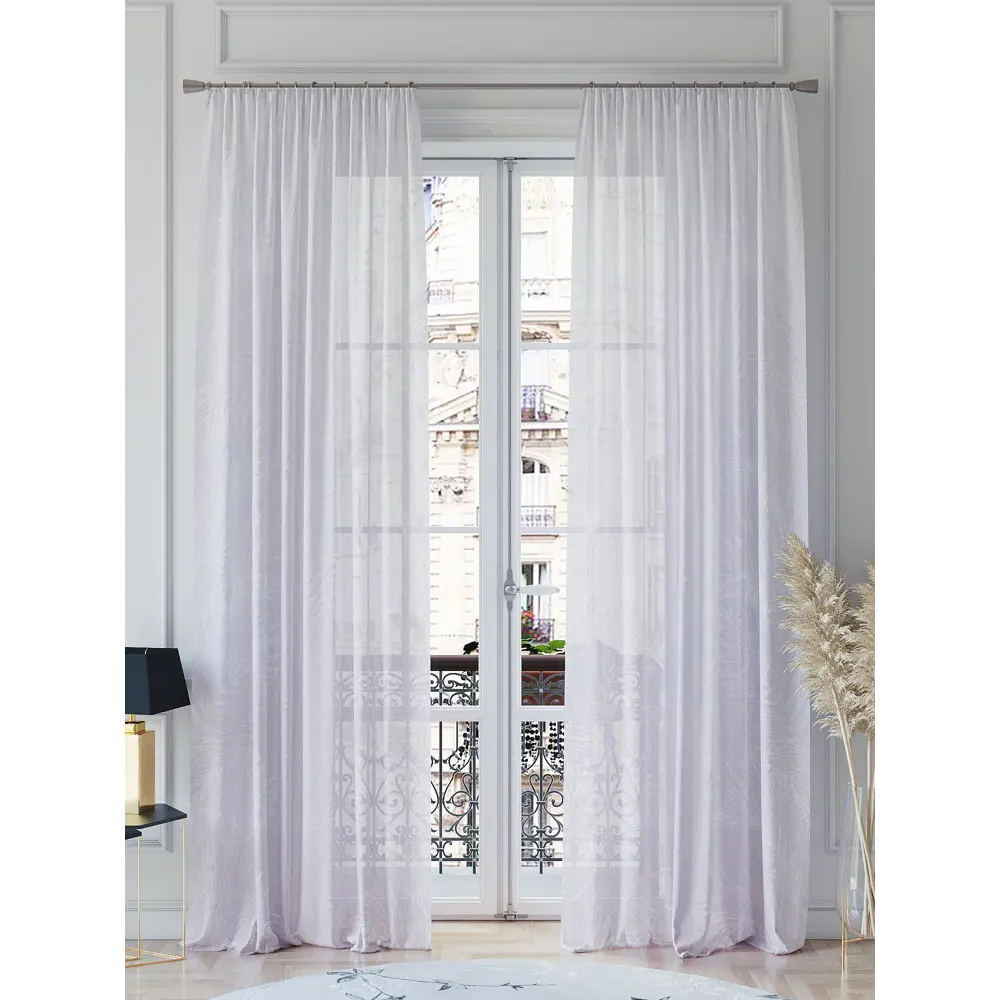 Фото 2 Тюль на шторной ленте At Home Карминел 150x260 см цвет белый Фото 2 Тюль на шторной ленте At Home Карминел 150x260 см цвет белый