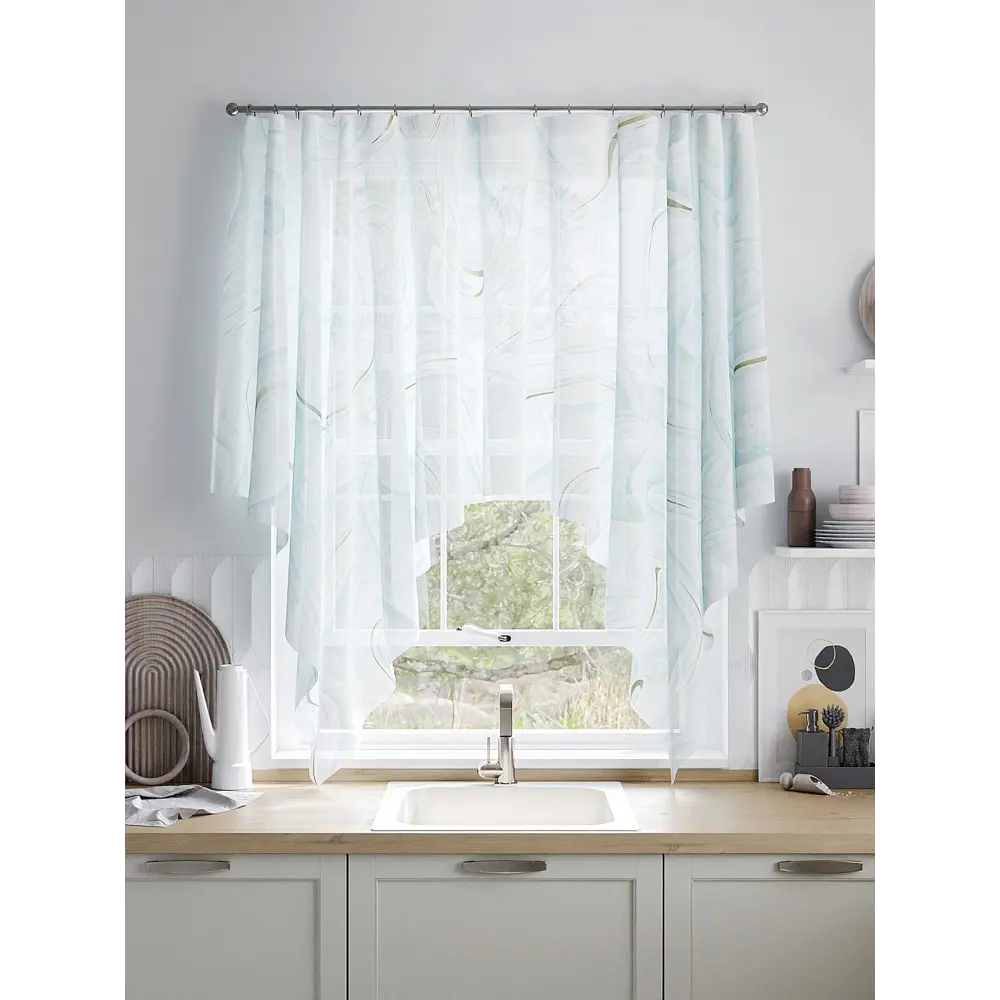 Фото 3 Тюль на шторной ленте At Home Имилонис 200x145 см цвет бирюзовый Фото 3 Тюль на шторной ленте At Home Имилонис 200x145 см цвет бирюзовый