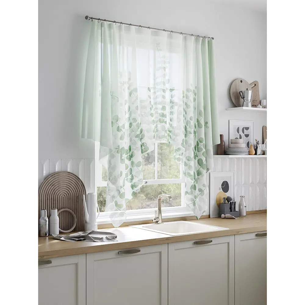 Фото Тюль на шторной ленте At Home Диренгис 200x145 см цвет белый Фото Тюль на шторной ленте At Home Диренгис 200x145 см цвет белый