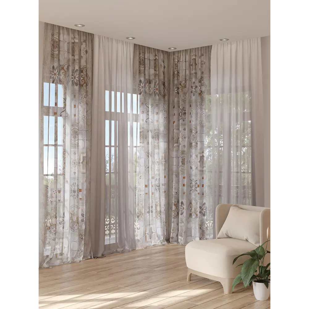 Фото 3 Тюль на шторной ленте At Home Ренекрос 150x280 см цвет белый Фото 3 Тюль на шторной ленте At Home Ренекрос 150x280 см цвет белый