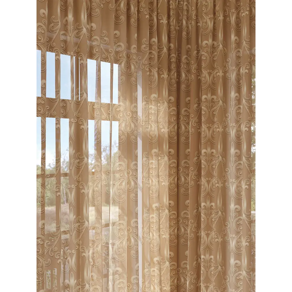 Фото 2 Тюль на шторной ленте At Home Канперс 150x280 см цвет коричневый