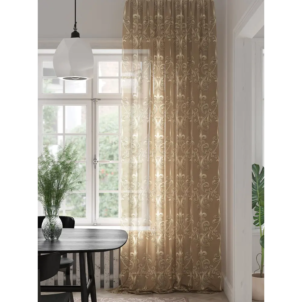 Фото Тюль на шторной ленте At Home Канперс 150x280 см цвет коричневый