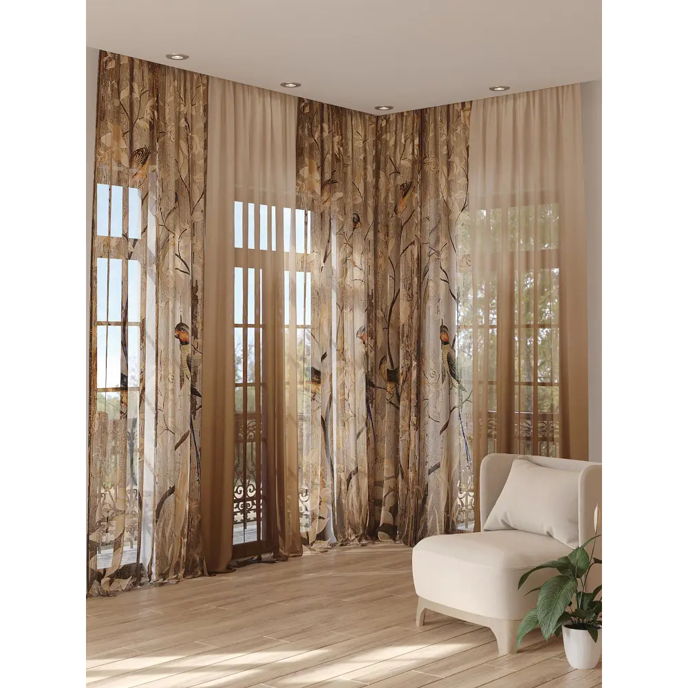 Фото 3 Тюль на шторной ленте At Home Лифенси 150x280 см цвет коричневый Фото 3 Тюль на шторной ленте At Home Лифенси 150x280 см цвет коричневый