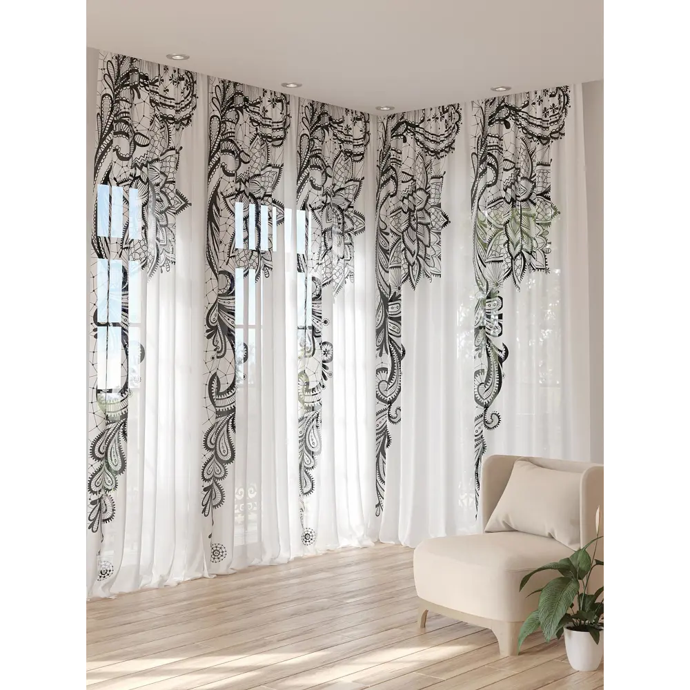 Фото 3 Тюль на шторной ленте At Home Ланмирес 150x280 см цвет белый Фото 3 Тюль на шторной ленте At Home Ланмирес 150x280 см цвет белый